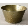 Gold flower arrangement tin bucket